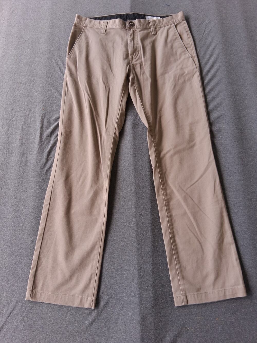 Volcom True To This Sz 33 Slim Straight Medium Brown Chino Pants Men Everyday